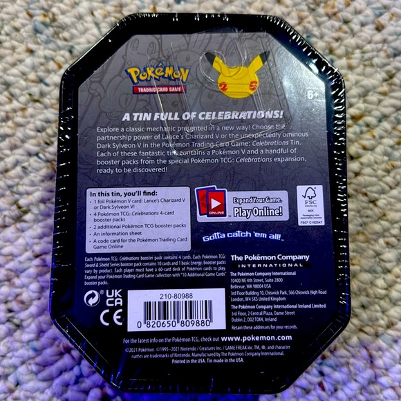 (4) Pokemon Celebrations Charizard V 25th Anniversary Tin 2021 TCG New Sealed - Picture 4 of 8